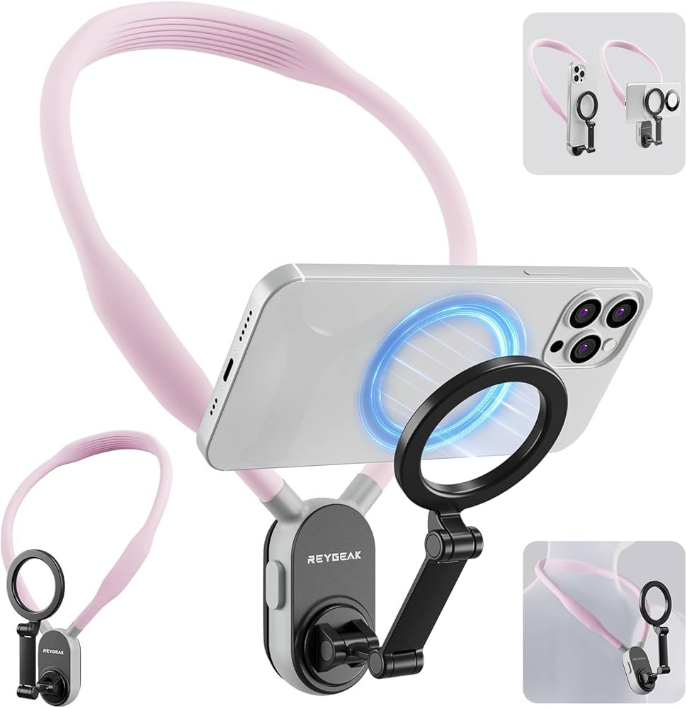 REYGEAK Magnetic POV/Vlog Phone Neck Mount Holder for Magsafe iPhone 15/14/13/12 Pro Mini/Plus/Pr... | Amazon (US)
