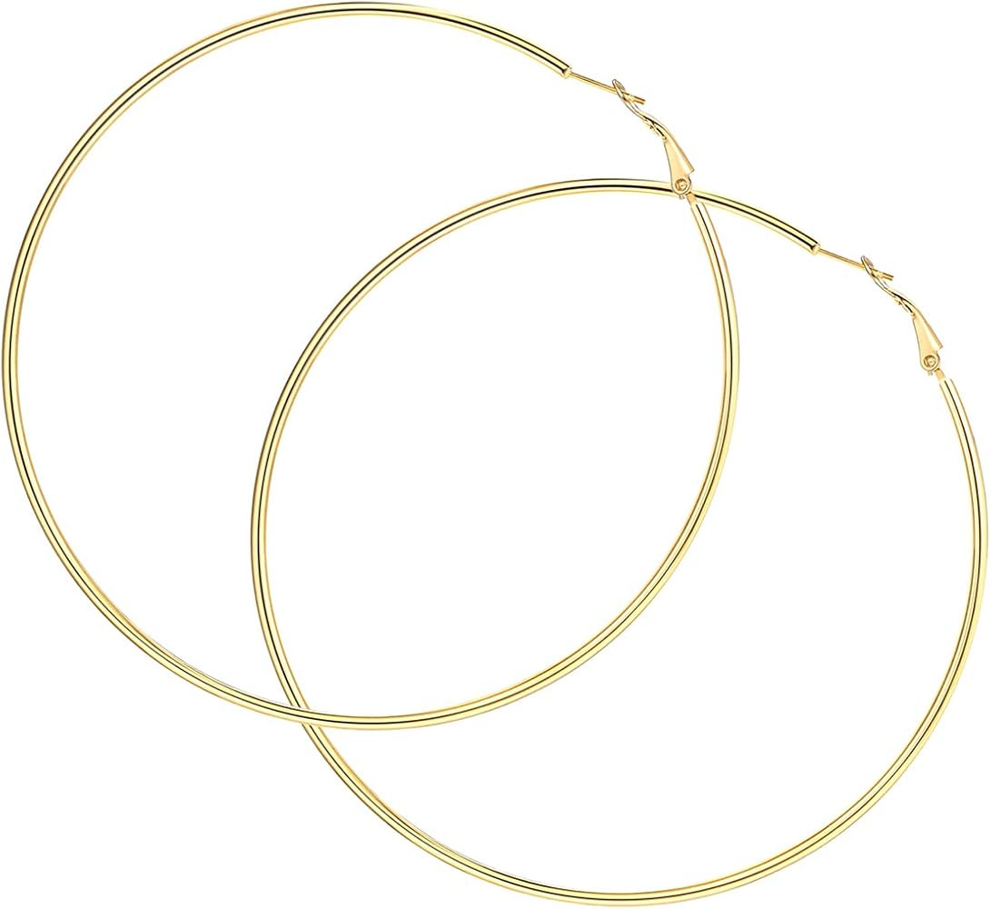FOCALOOK Hypoallergenic Extra Large Round Hoop Earrings for Women Men - Big Thin Hoop Earrings 30... | Amazon (CA)