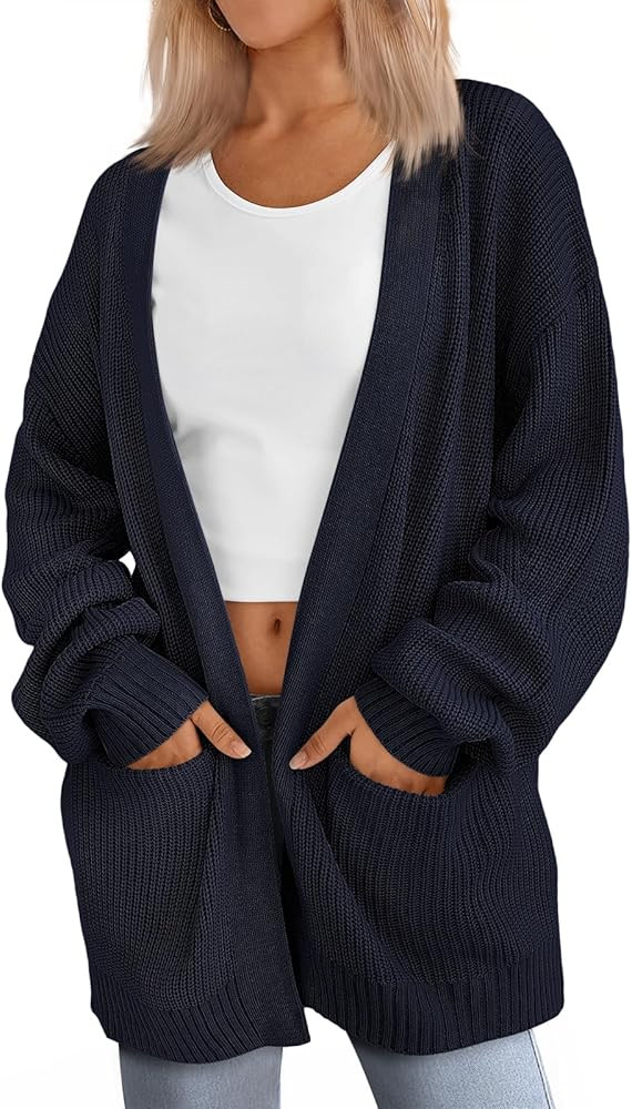 LILLUSORY Womens Oversized Cardigans Soft Knit Cardigan Sweater with Pockets | Amazon (US)
