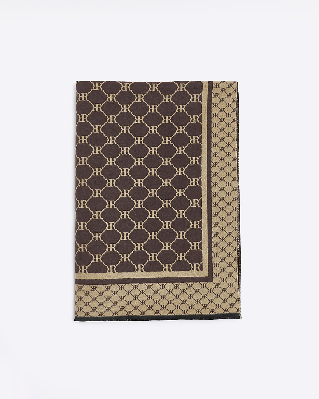 Brown RI monogram scarf | River Island (UK & IE)