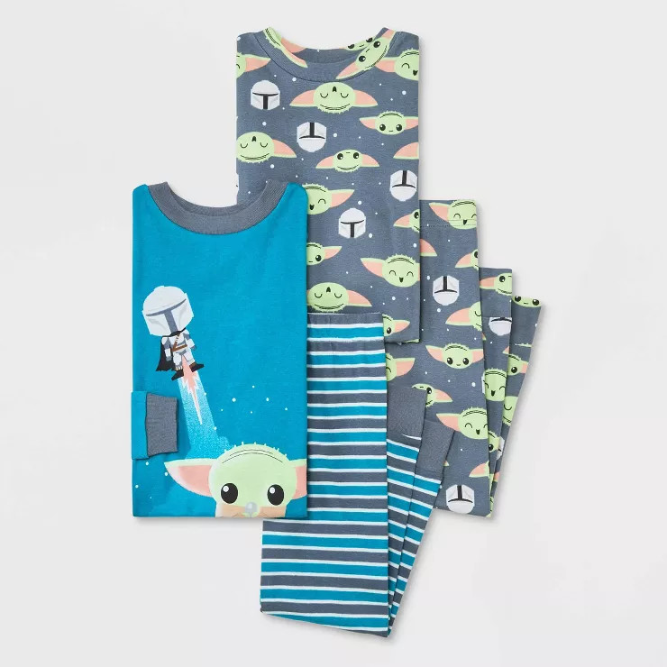 Toddler Boys' Star Wars Baby Yoda Snug Fit Pajama Set - Blue | Target