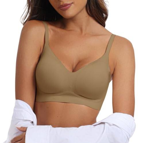 OEAK Womens Push Up Everyday Bras Comfortable Wireless Bralettes V Neck Seamless Bra Smooth Brass... | Amazon (US)