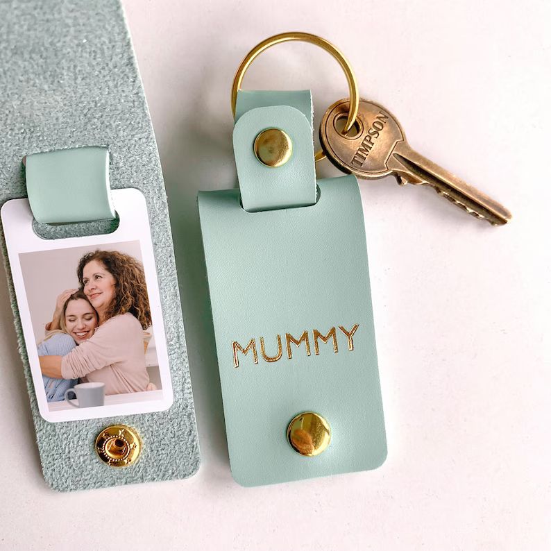 Personalised Mummy Photo Keyring / Vegan Leather Photo Keychain / Mother's Day gift for her / Bir... | Etsy (US)