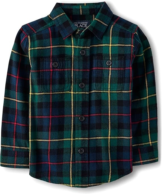 The Children's Place Baby-Boys and Toddler Long Sleeve Plaid Flannel Button Up Shirt | Amazon (US)