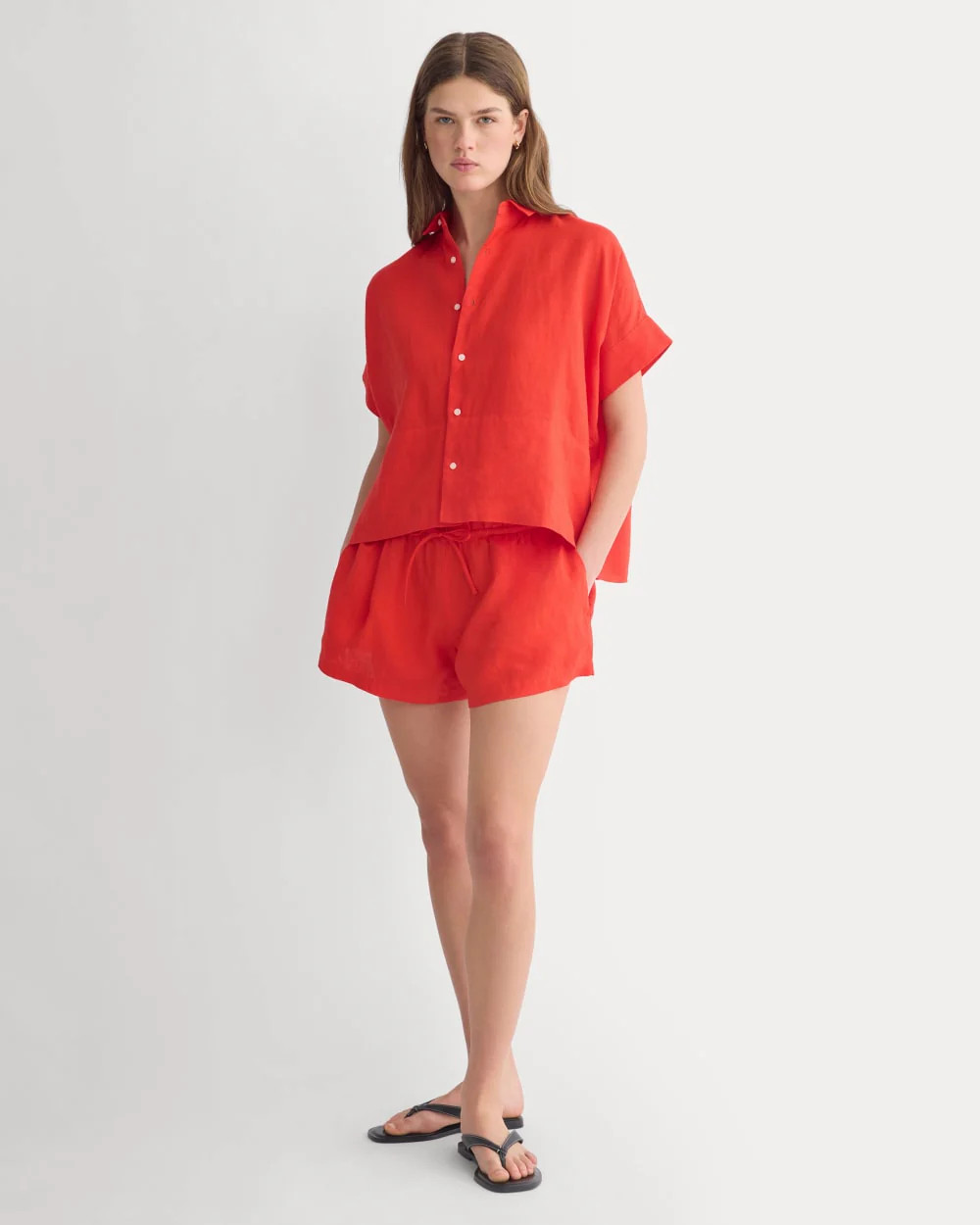 Flowy Short in Linen | Fiery Red | Everlane