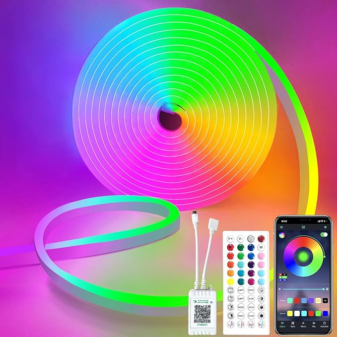 vimeepro 16.4Ft Led neon Rope Lights Music Sync IP65 Waterproof Flexible Led Rope Lights 44Key Re... | Amazon (US)