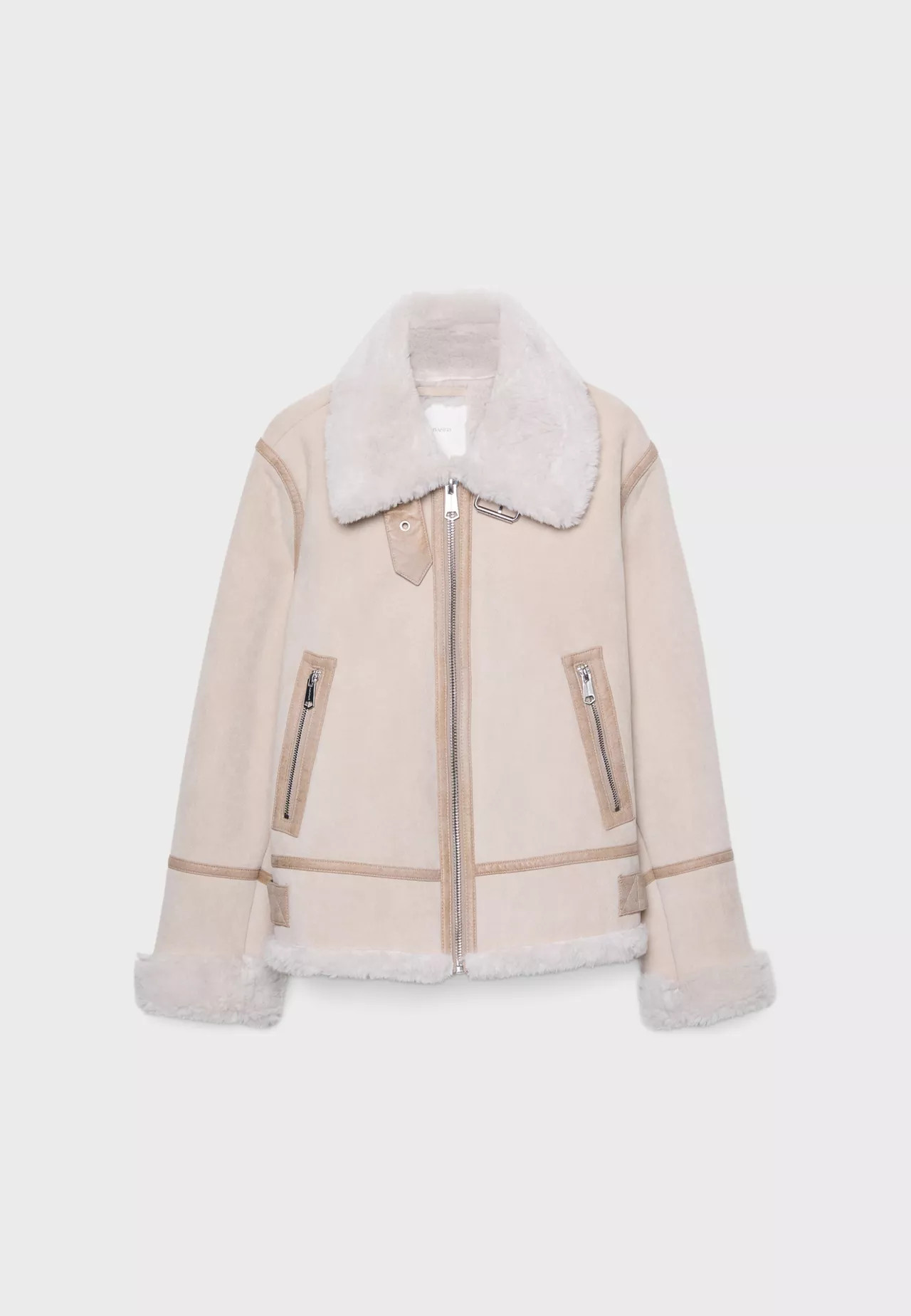 Regular-fit faux shearling lined jacket | Stradivarius (UK)