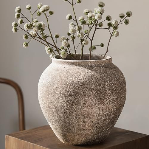 Textured Speckled Ceramic Vase, 6.7\u201d Wabi-Sabi Stone Finish Flower Vase, Handmade Pottery Va... | Amazon (US)