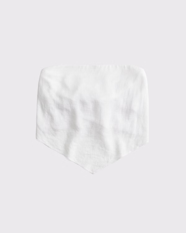 Women's Linen-Blend Strapless Scarf Top | Women's New Arrivals | Abercrombie.com | Abercrombie & Fitch (US)