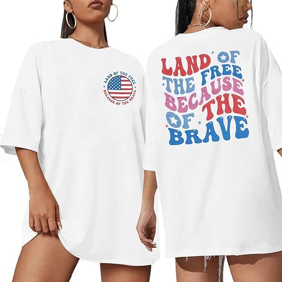 America Shirts for Women Land of The Free Because of The Brave Shirt USA Patriotic Tee 4th of Jul... | Amazon (US)