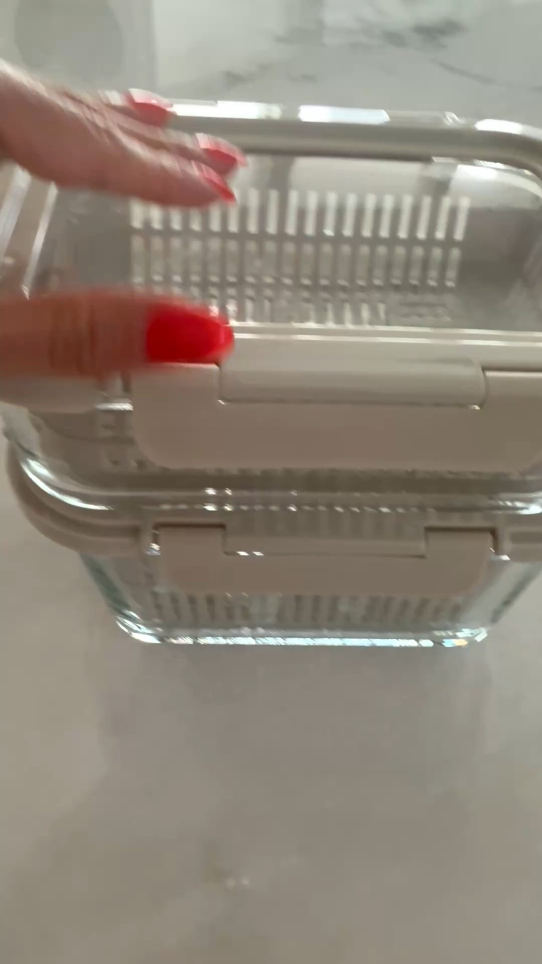 Glass food storage container with strainer for fruit and vegetables

#LTKHome