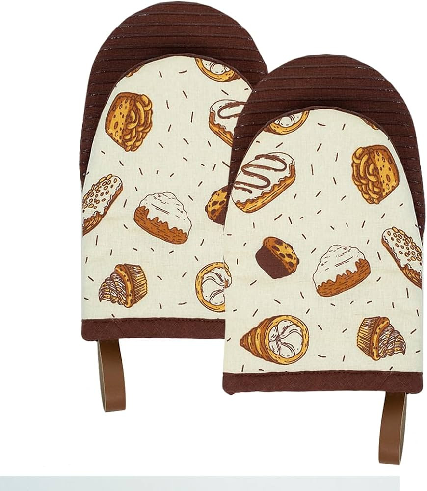 Folkulture Mini Oven Mitts Heat Resistant | (5.75 x 9) Set of 2 Short Oven Mitts with Hanging Loo... | Amazon (US)