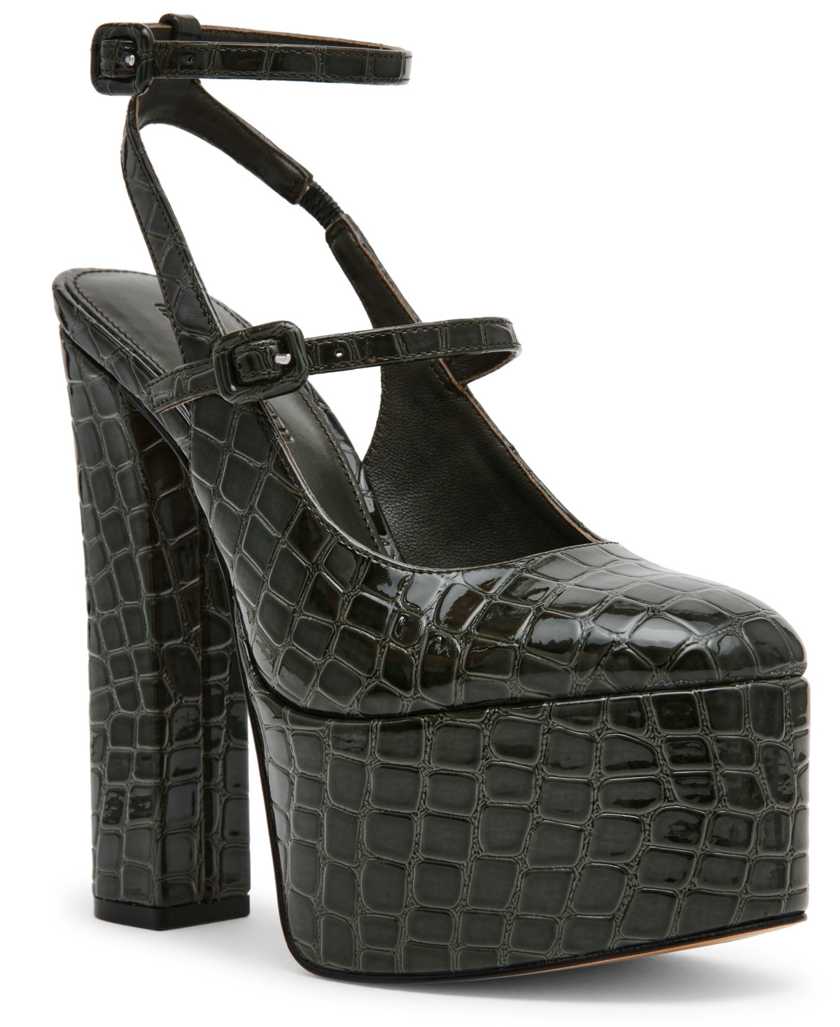 Steve Madden Women's Scotlyn Platform Mary Jane Pumps - Dark Green Croco | Macy's