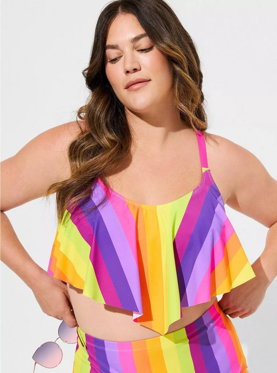 Plus size flounce bikini on sale top