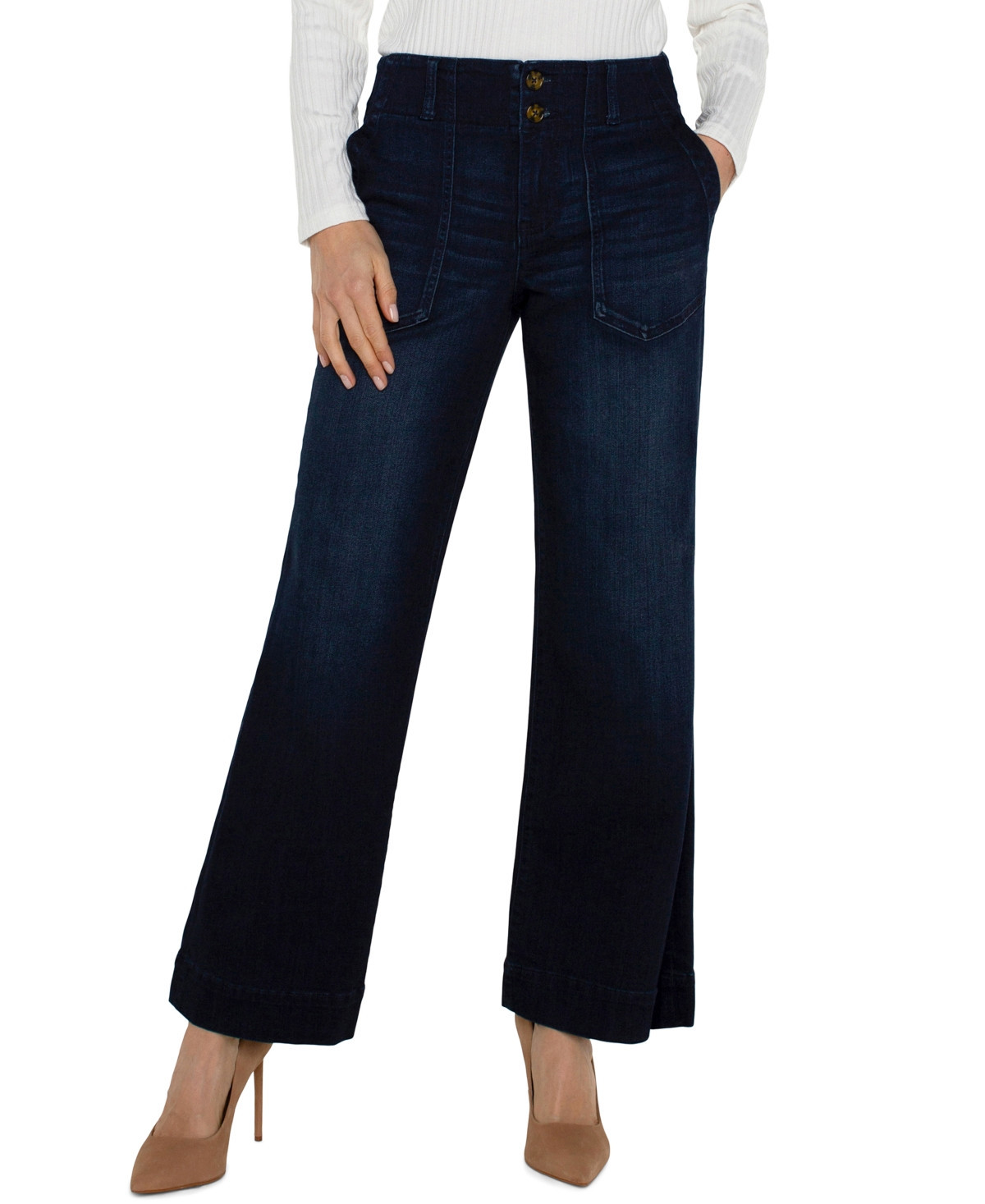 Liverpool Los Angeles Petite Mid Rise Wide Leg Pants - Summit Lake | Macy's