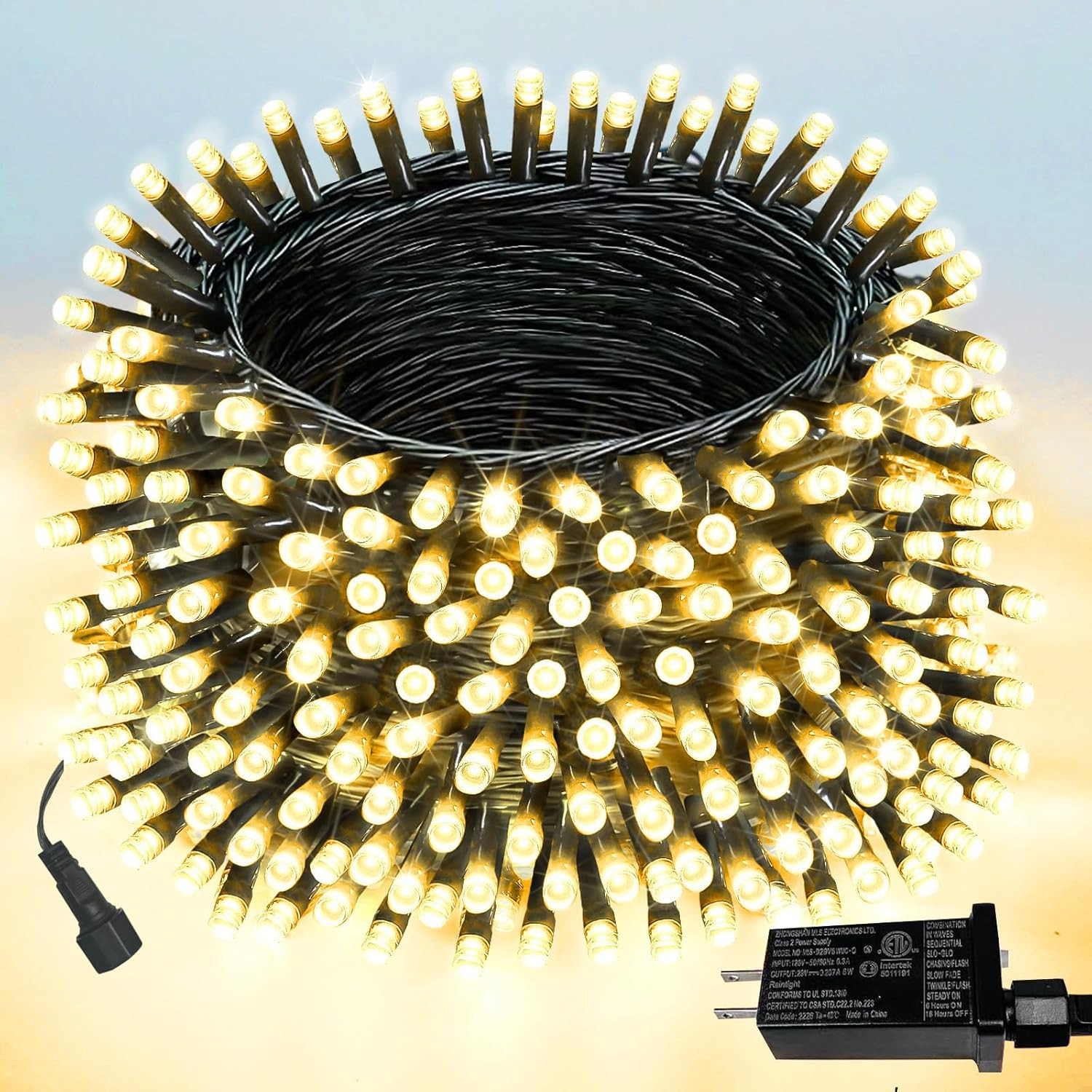 Extendable Christmas String Lights Indoor Outdoor 75.8FT 200 LED Warm White | Amazon (US)