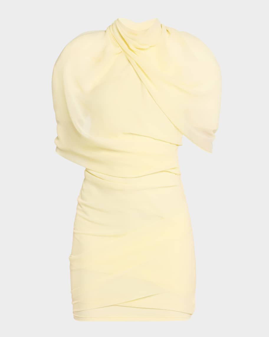 Chestnut Backless Cape Mini Dress | Neiman Marcus