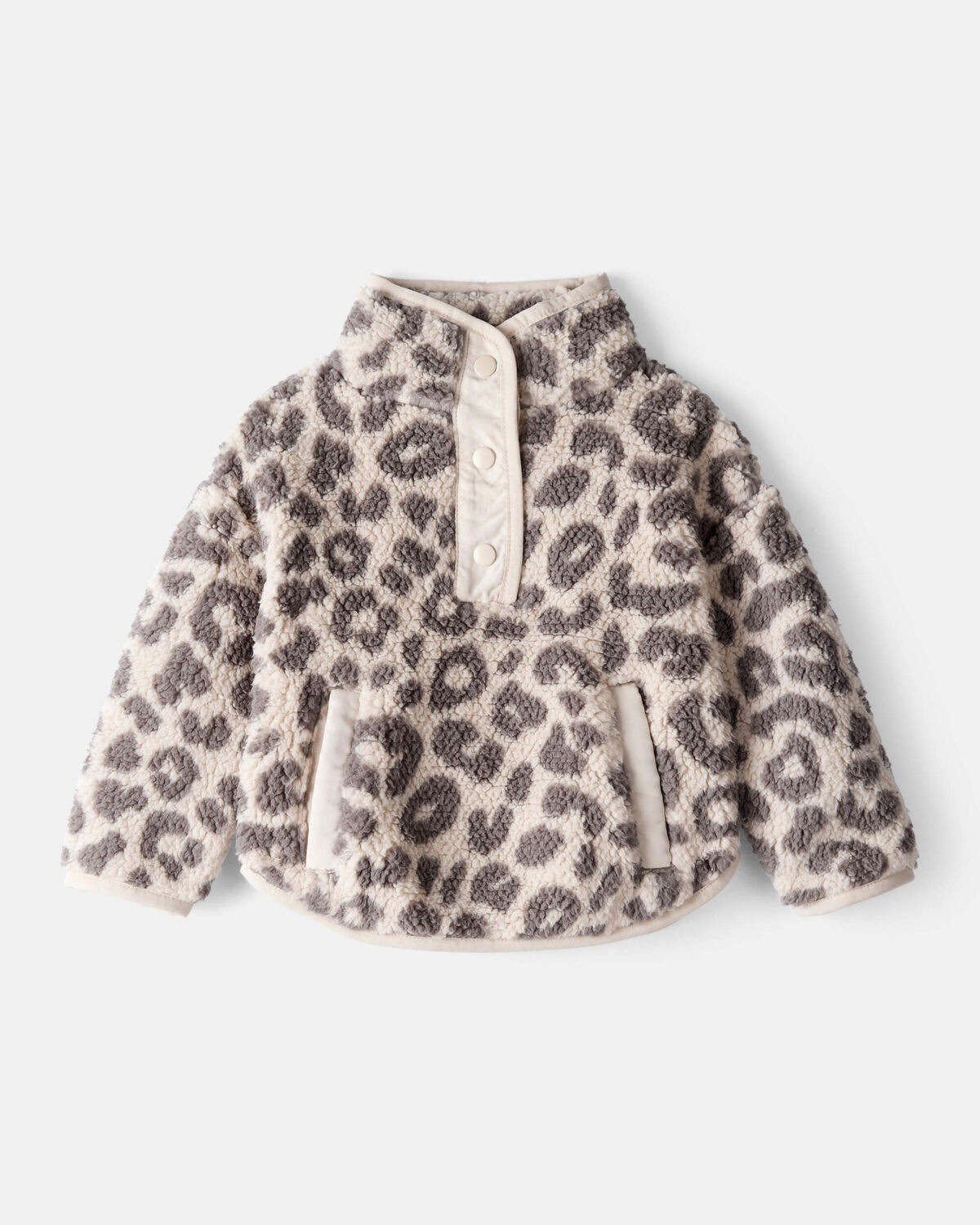 Baby Girl Cheetah Sherpa Quarter-Zip Pullover - Brown | Carter's Inc