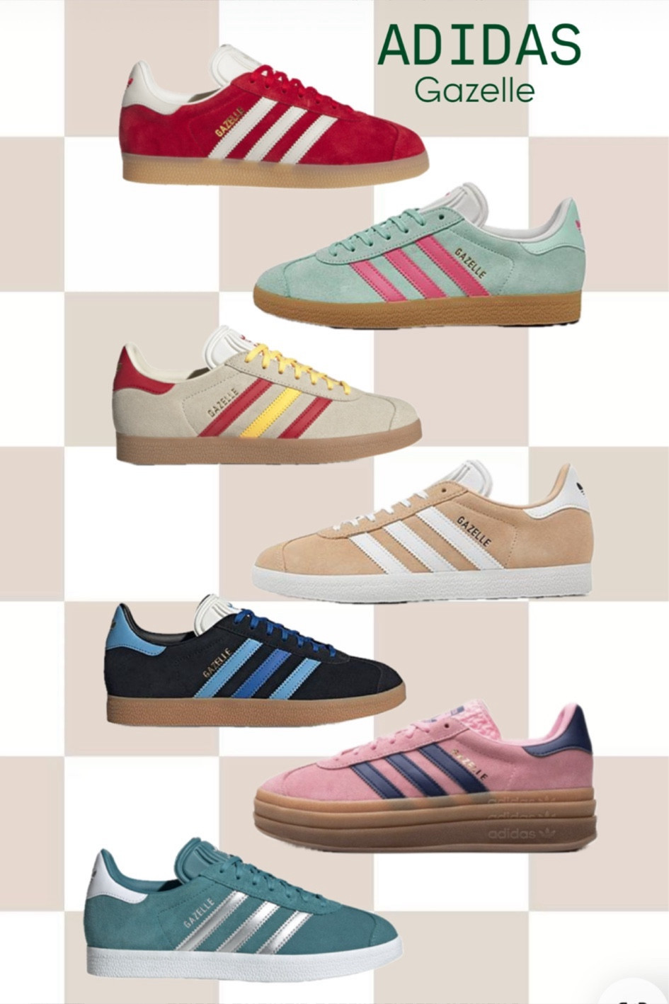 Adidas Gazelle 

Cool girl shoe, college girl gift, trendy sneaker, sneakers, adidas, gift college girl, gift teen girl, gift for college girl, gift for teen girl 

#LTKShoeCrush

#LTKShoeCrush