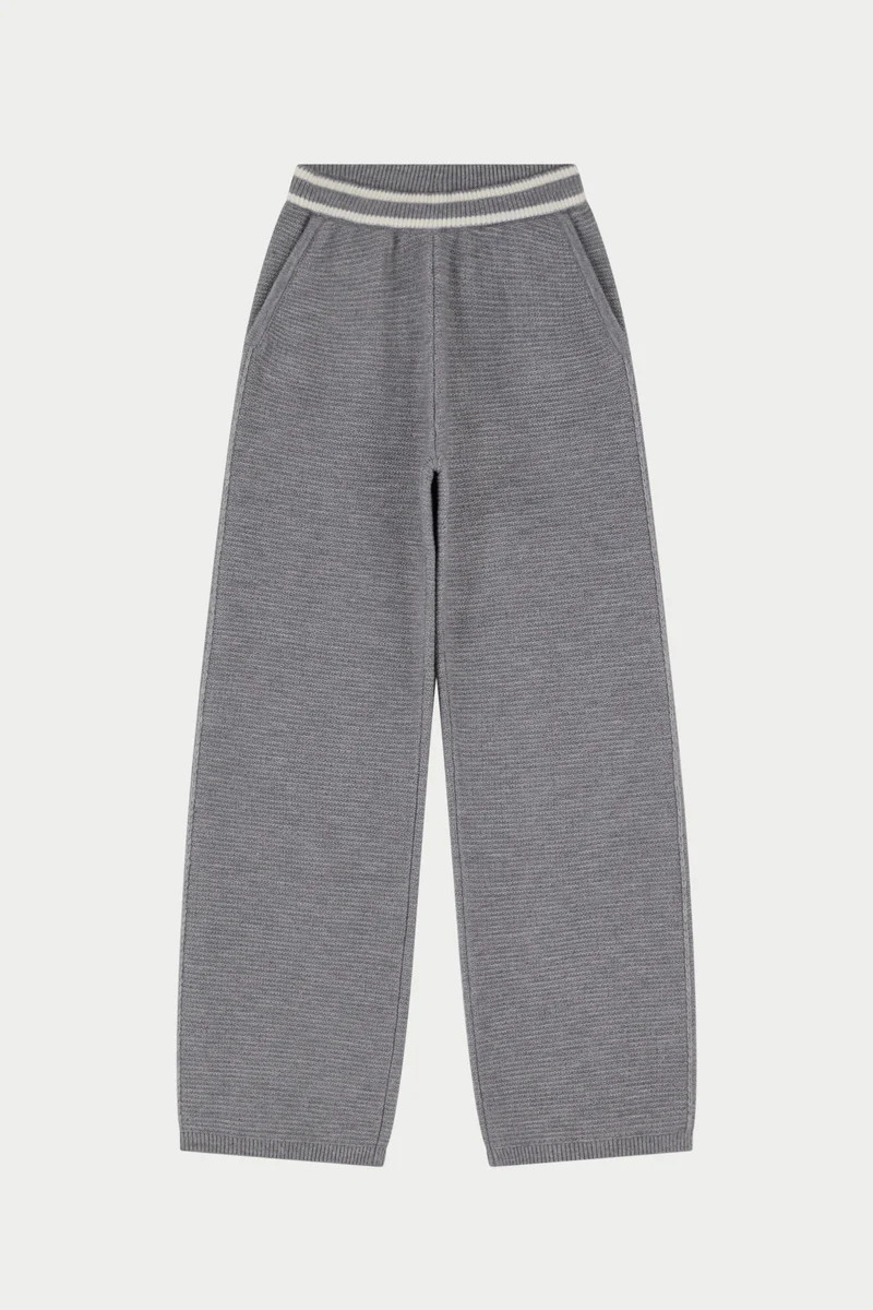CONTRAST STRIPE KNITTED JOGGERS - GREY | The Couture Club