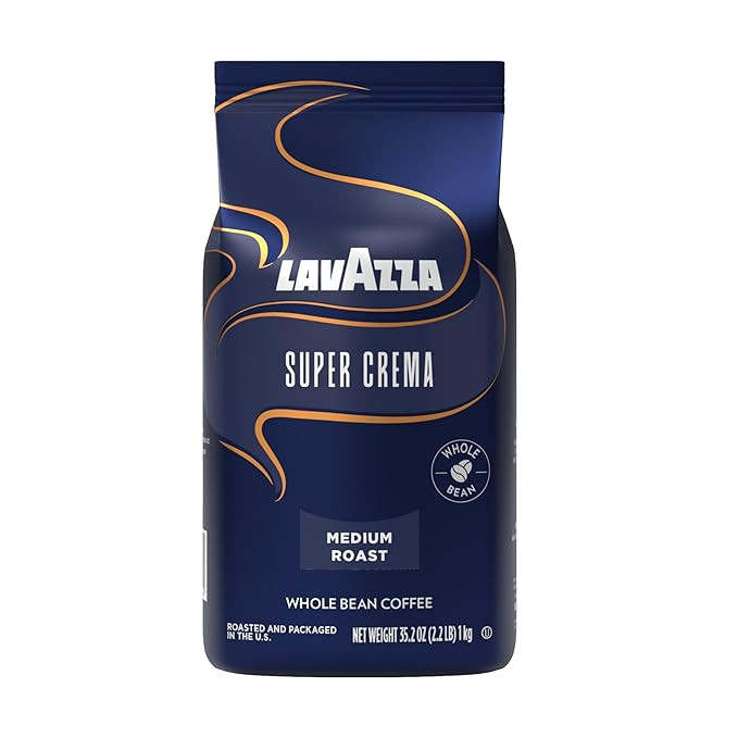 Lavazza Super Crema Whole Bean Coffee, Medium Espresso Roast, Arabica and Robusta Blend, 2.2 lb B... | Amazon (US)