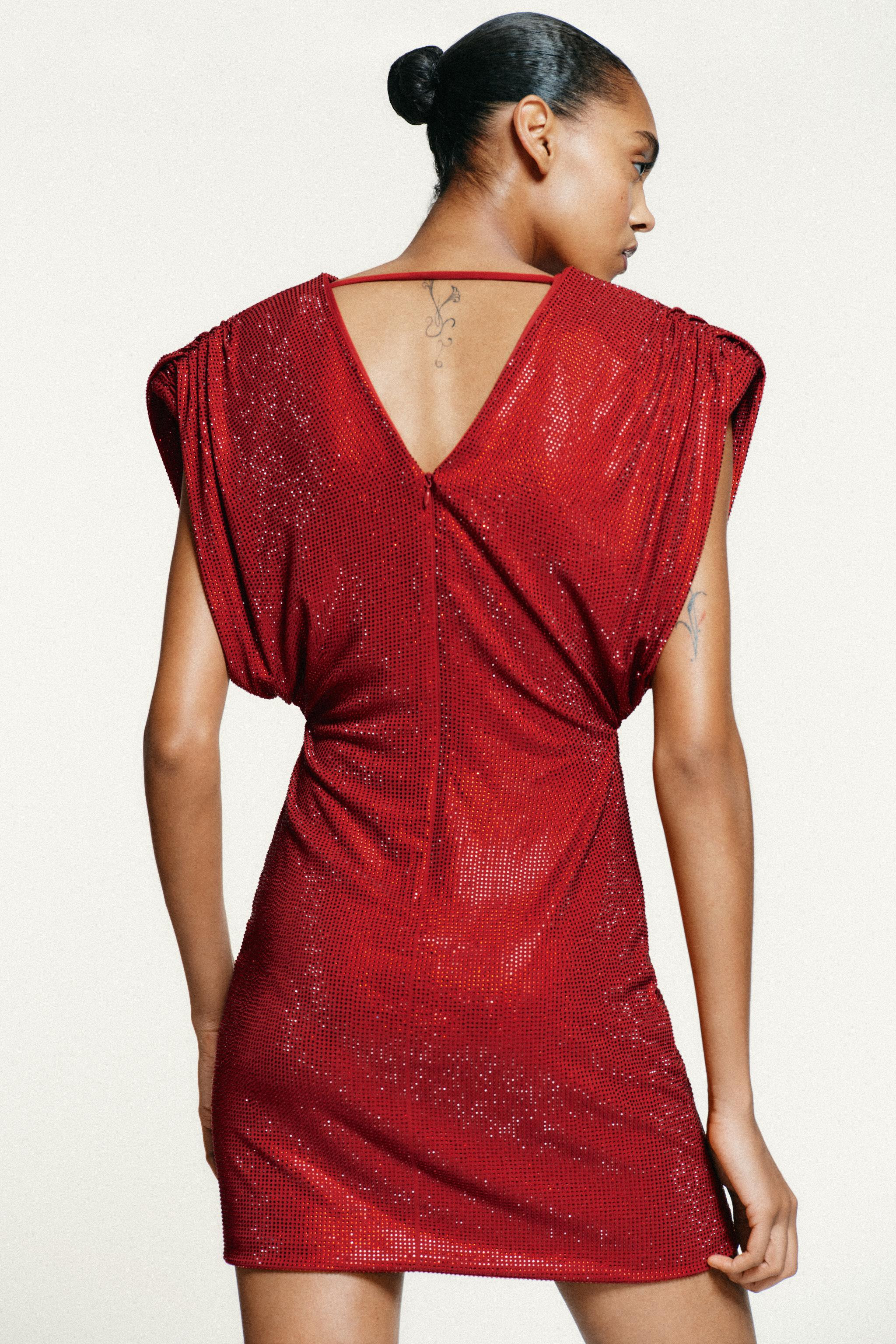 SHORT DRESS WITH RHINESTONE SHOULDER PADS | Zara US