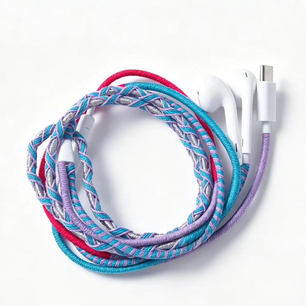 Wrapped Wired In-Ear Headphones, USB-C | Posh Tech LLC
