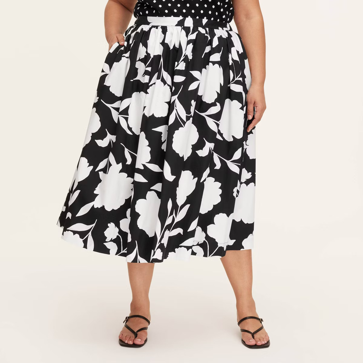 Women's Classic Rose Volume Midi Skirt - kate spade new york x Target Black/Cream | Target