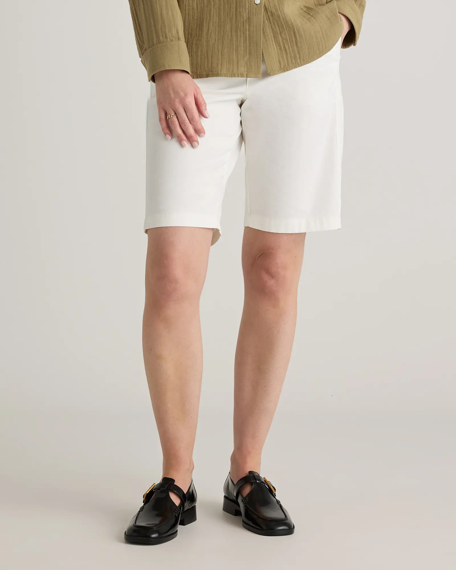 Organic Stretch Cotton Chino Bermuda Shorts in Ivory | Quince