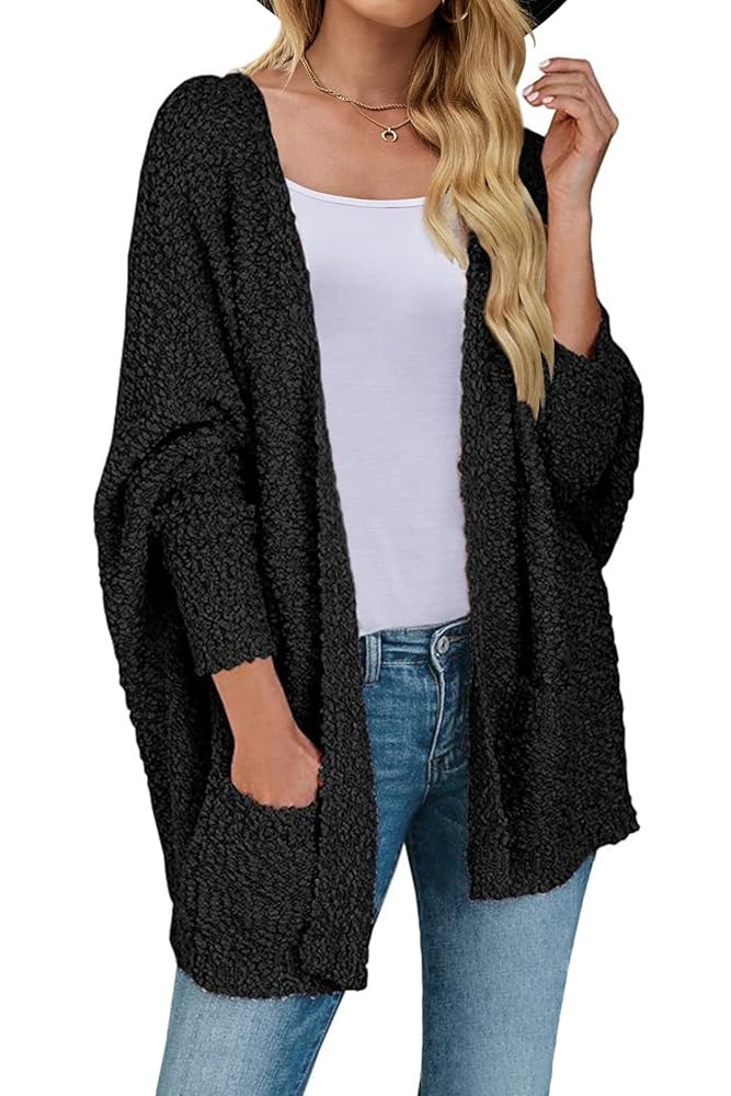 MEROKEETY Women's 2025 Winter Fuzzy Popcorn Batwing Sleeve Cardigan Knit Oversized Sherpa Sweater... | Amazon (US)