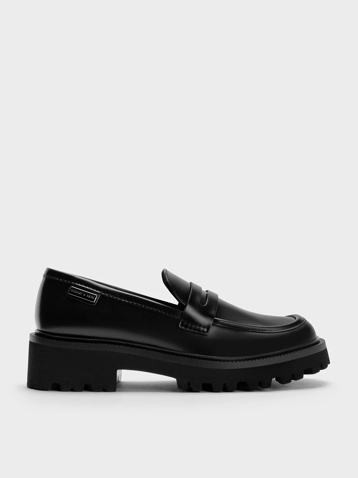 Black Boxed Covered Ridge-Sole Loafers | CHARLES & KEITH | Charles & Keith US