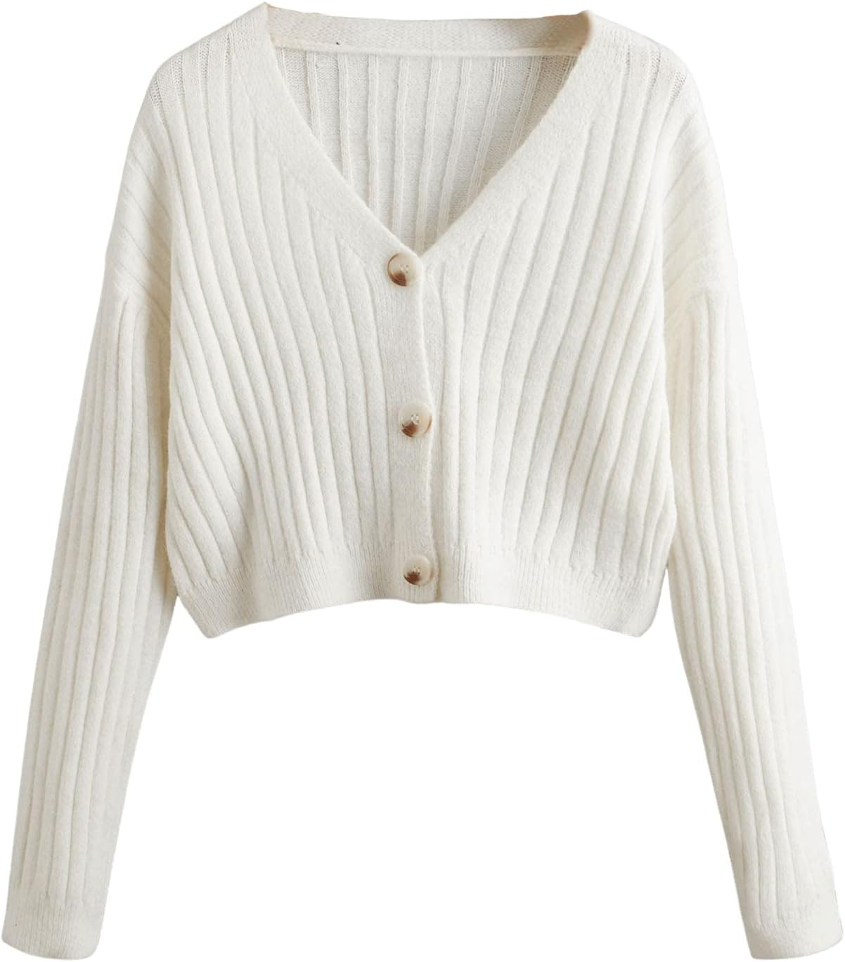 SweatyRocks Women's Long Sleeve Plaid Button Front V Neck Soft Knit Cardigan Sweaters | Amazon (US)