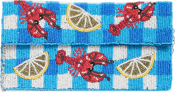 Collection XIIX Beaded Lobster Gingham Flap Clutch | Nordstromrack | Nordstrom Rack
