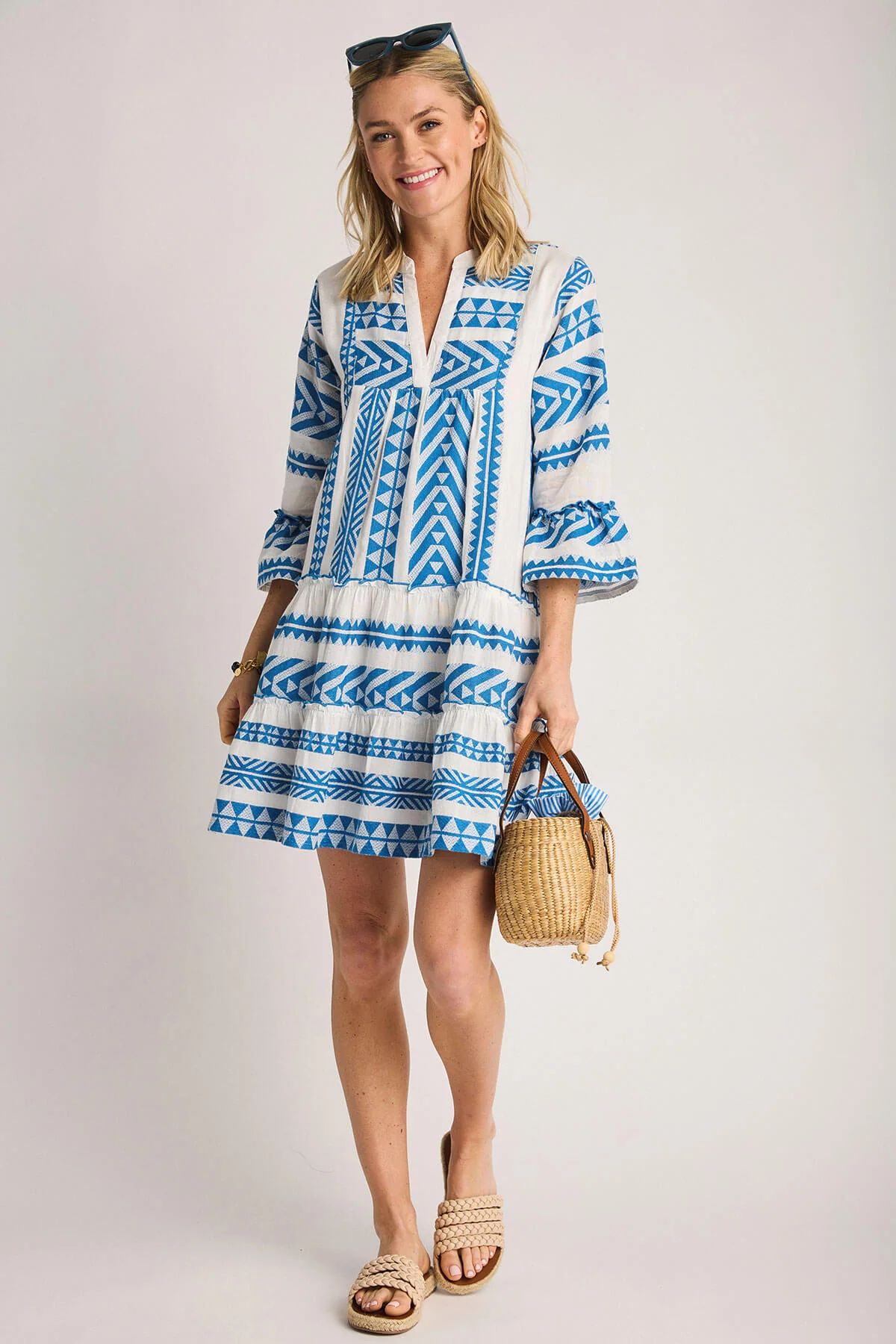 THML Bell Sleeve Embroidered Dress | Social Threads