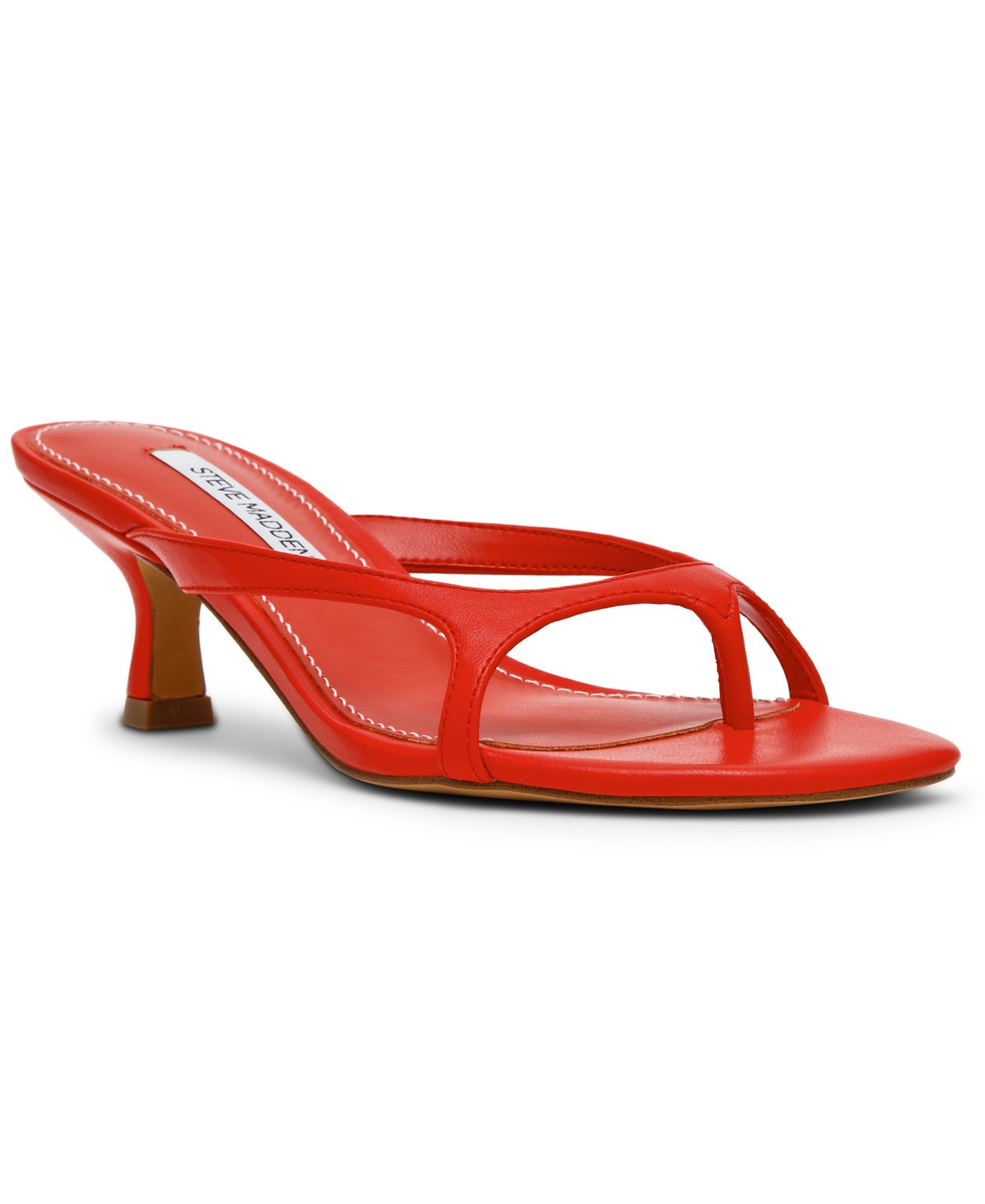 Steve Madden Women's Brienna Strappy Kitten Heel Sandals - Red Leather | Macy's