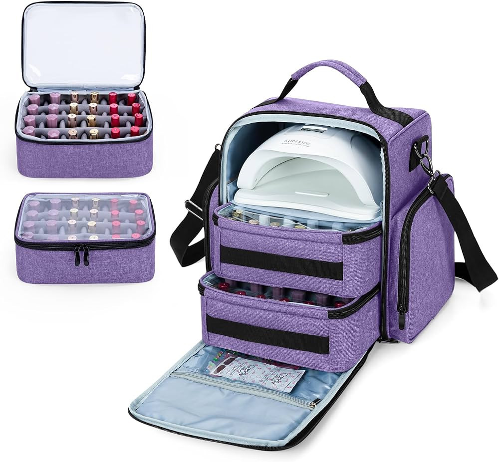 BAFASO Nail Polish Organizer Holds 48 Bottles (15ml - 0.5 fl.oz) and a Nail Lamp, Large Nail Poli... | Amazon (US)