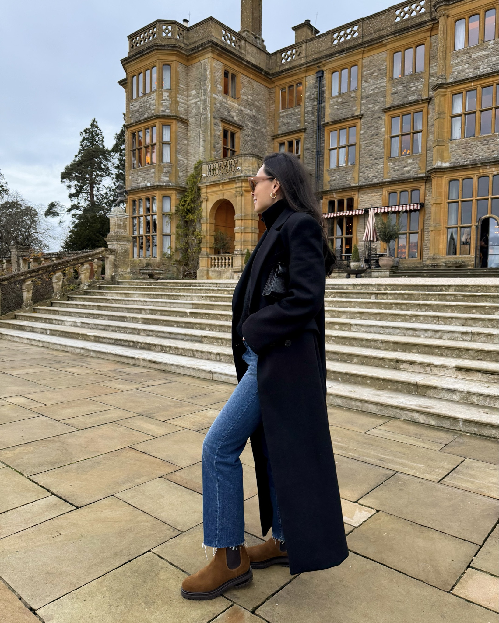 Black winter coat, jeans, Margaux boots. 

#LTKSeasonal #LTKootd