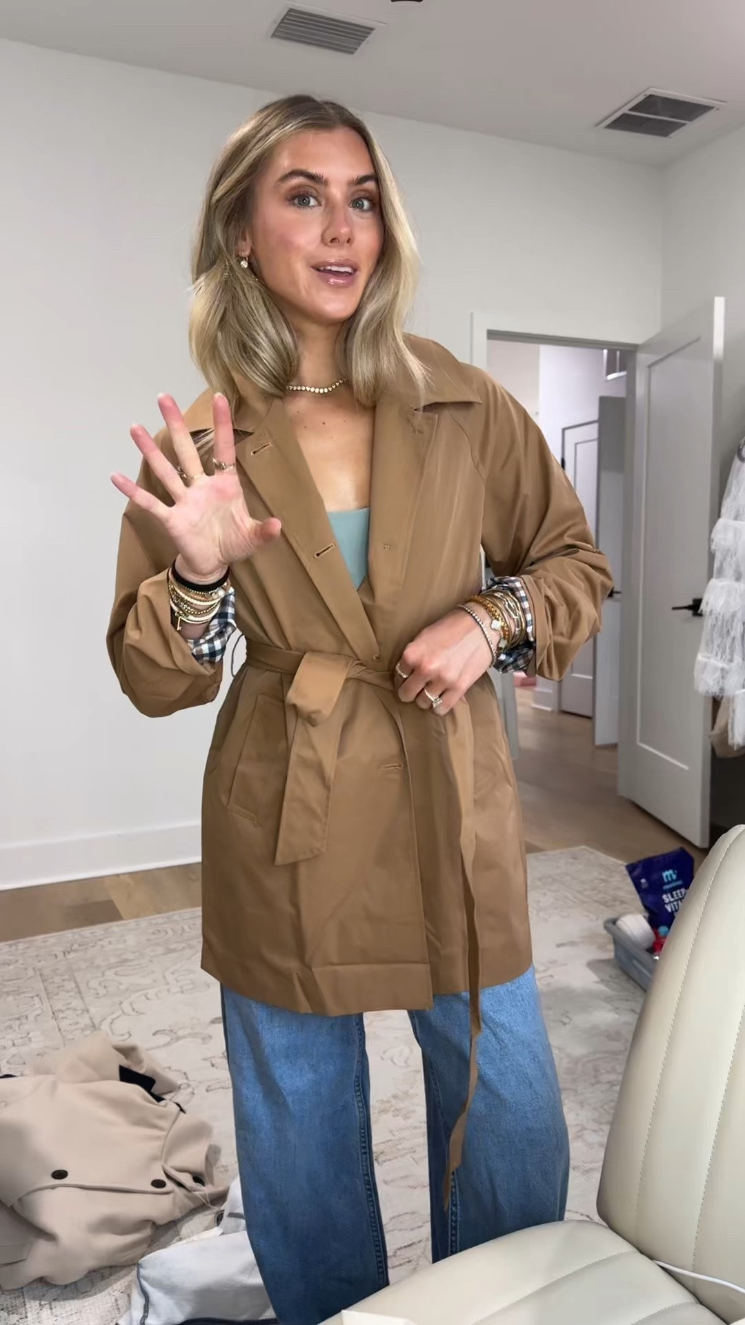 This trench coat jacket is from TikTok shop size small (https://www.tiktok.com/t/ZP9kHqxd4JK9y-qecwC/). I linked similar Amazon trench coat options.

#LTKootd #LTKdayinmylife #LTKSeasonal