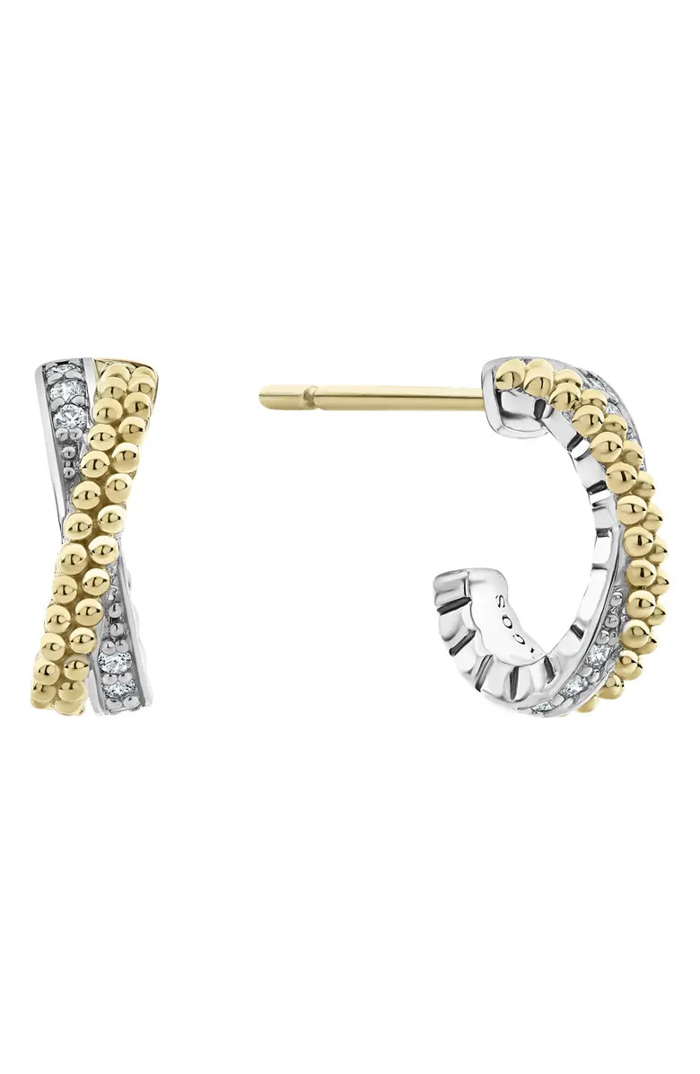 LAGOS Caviar Lux Diamond Crossover Hoop Earrings | Nordstrom | Nordstrom