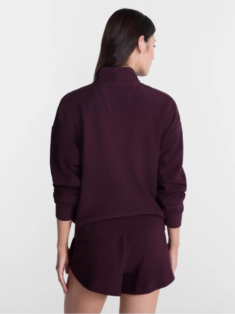 Avia Women's and Women's Plus Ribbed Ottoman Quarter Zip Sweatshirt, Sizes XS-4X | Walmart (US)