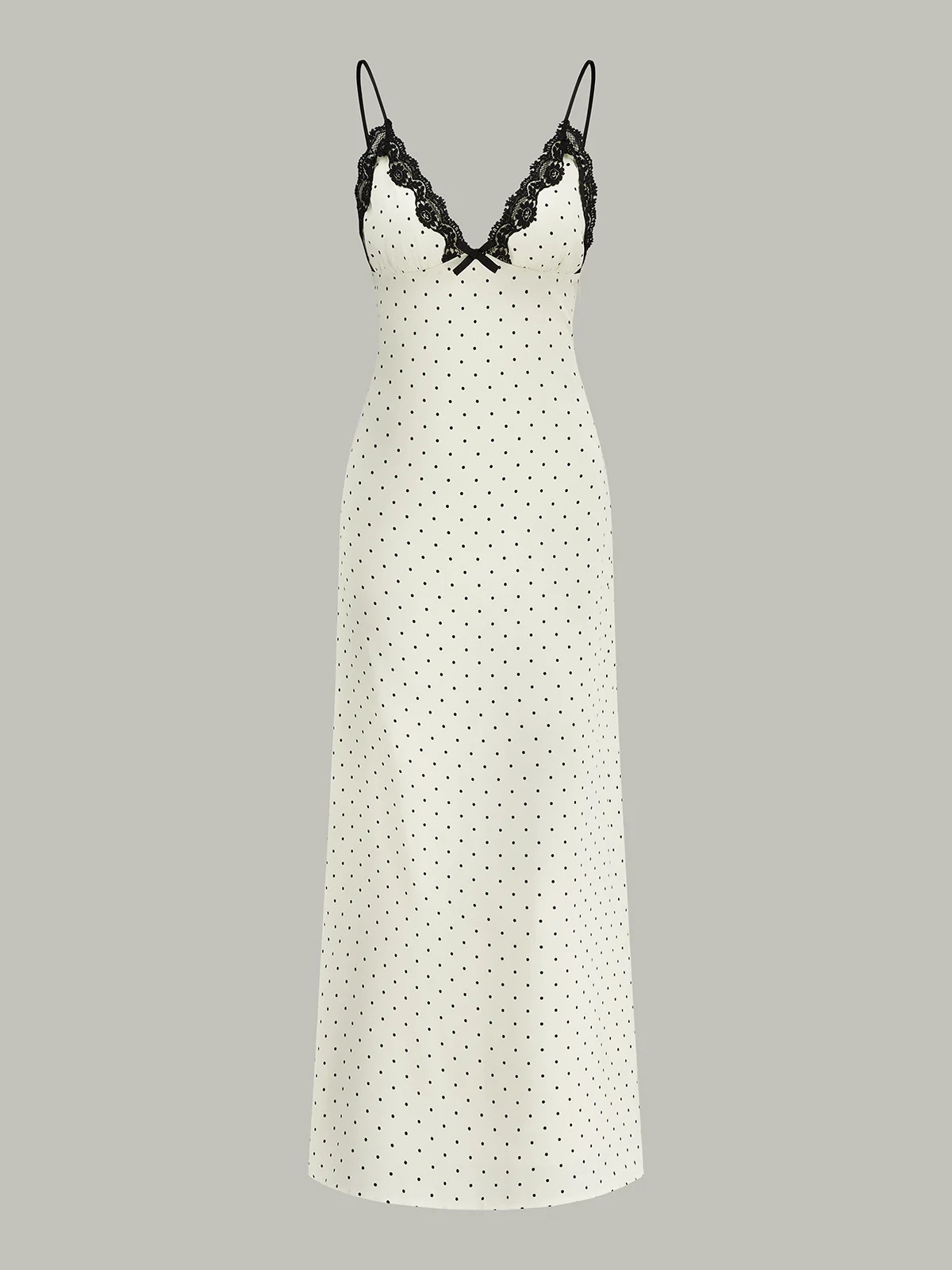 Lace Trim Polka Dot Cami Midi Dress | Commense