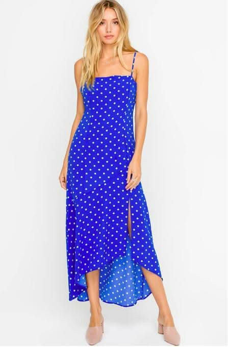 Polka Dot Midi Dress - Cobalt Blue Kayla Dress | Boho Pink | Boho Pink