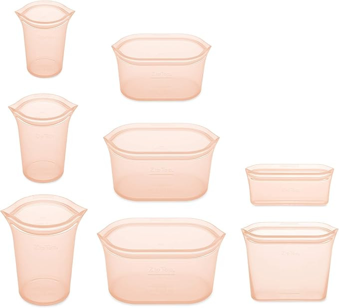 Zip Top Reusable 100% Silicone Food Storage Bags and Containers, Made in the USA - Full Set- 3 Cu... | Amazon (US)