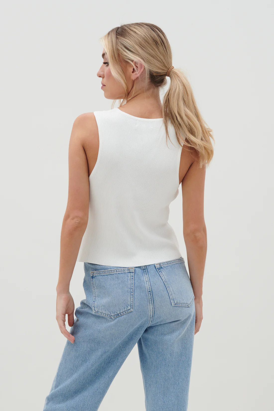 Casey Sleeveless Button Top - Cream | Pretty Lavish (UK)