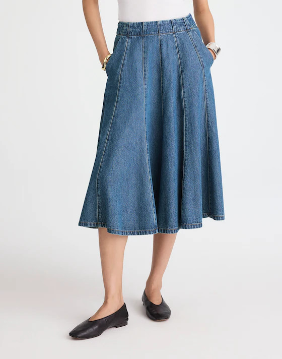 Flared Denim Midi Skirt: Airy Denim Edition | Madewell | Madewell