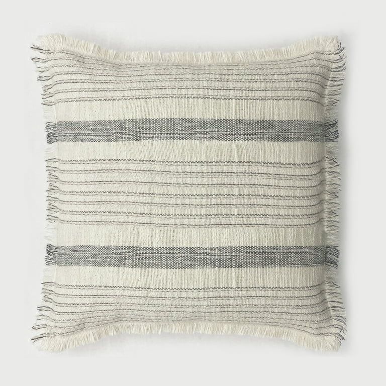 Better Homes & Garden 100% Cotton Stripe Fringe Pillow with Poly Fill Insert, 20" x 20" | Walmart (US)