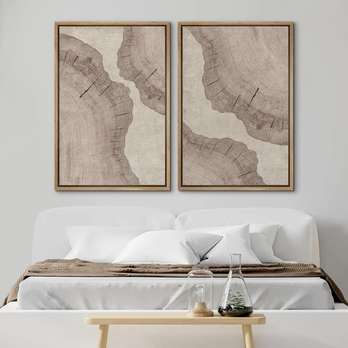 IDEA4WALL Beige Oak Wood Forest Tree Ring Illustration Neutral Minimalist Art Modern Farmhouse De... | Wayfair North America