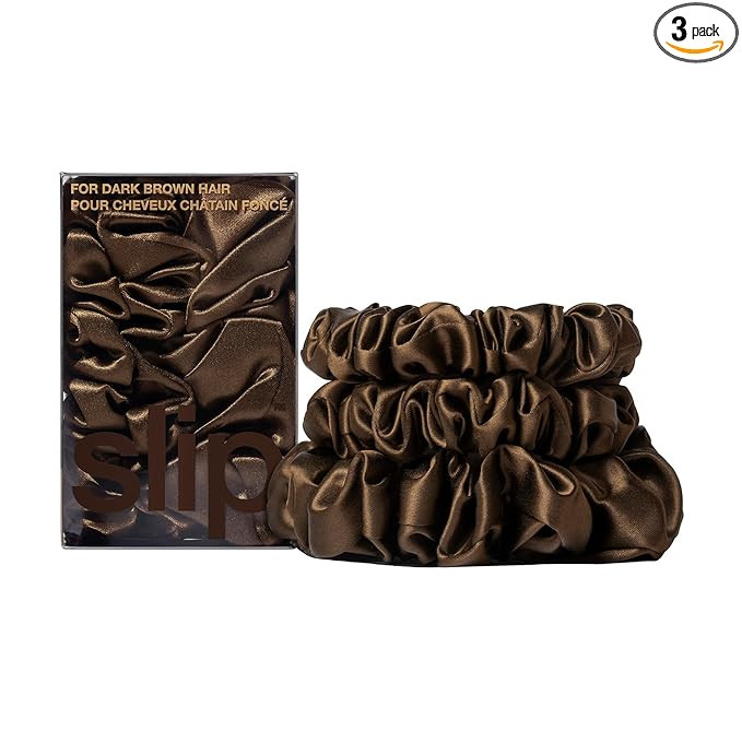 slip Back to Basics Dark Brown Midi & Large Scrunchie Set | Includes 2 Midi & 1 Large Pure Silk S... | Amazon (US)