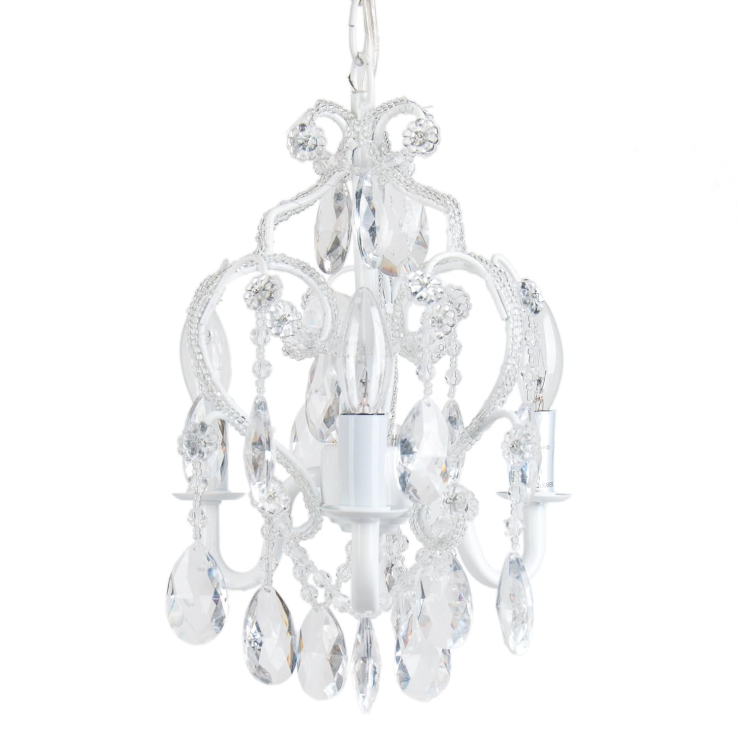 Tadpoles 3-Bulb Vintage Plug-In or Hardwired Mini-Chandelier, White Diamond | Amazon (US)