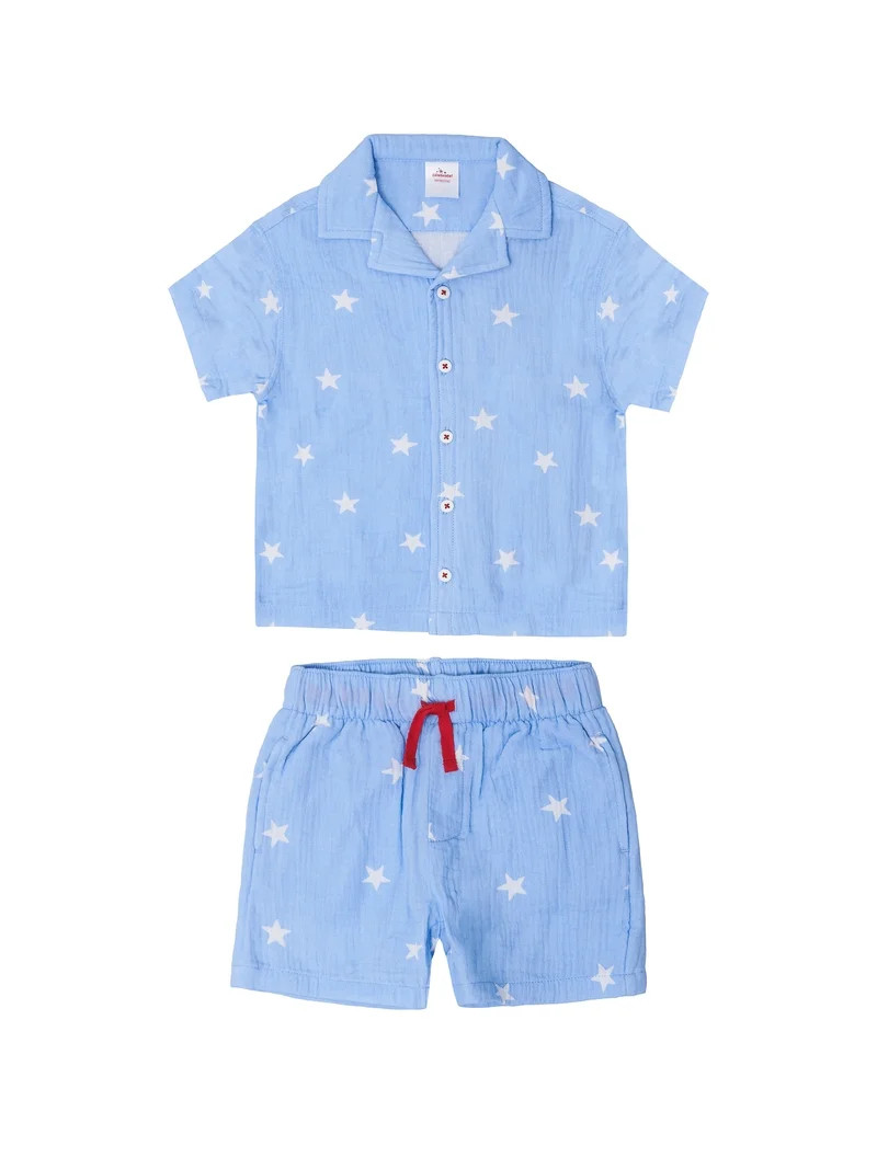Way to Celebrate Baby and Toddler Boy Americana Shirt and Short Set, Sizes 0-3M-5T | Walmart (US)